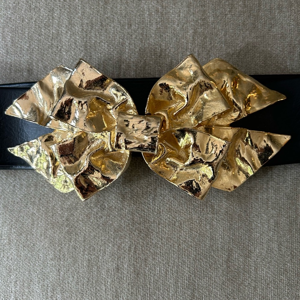 Gold Bow Black Women's Belt
